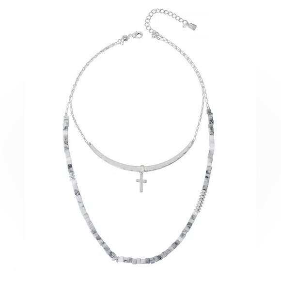 Robert Lee Morris RLM SOHO Cross Collar Layered Necklace - Picture 2 of 7